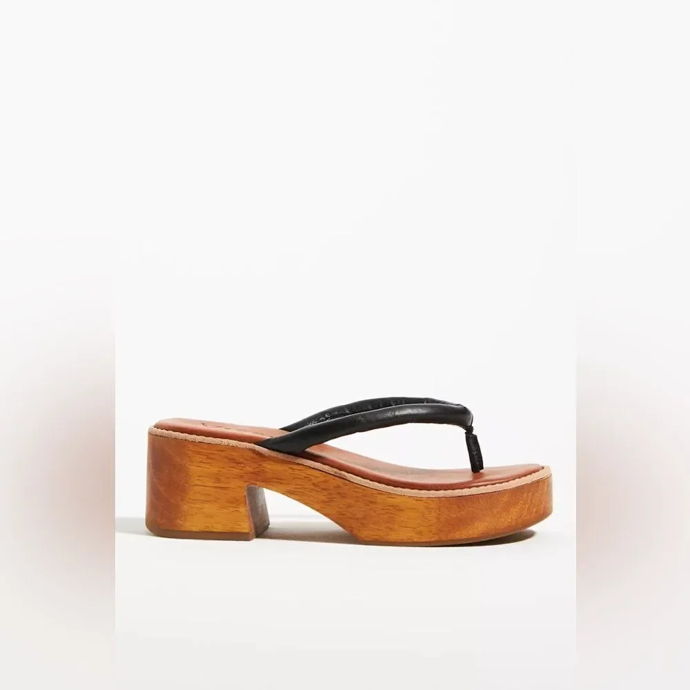 Anthropologie Vicenza Wooden Thong Heels